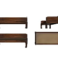 Traditional Solid Wood Bench With Cushioned Seat And Carved Legs In Various Views