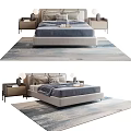 Modern Double Bed Interior With Bedside Tables Soft Rug And Decorative Pillows 3d model