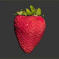 Vibrant Red Strawberry With Green Leaves As Household Item On Black Surface