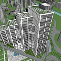 Modern High Rise Office Buildings With Glass Facade And Urban Surroundings