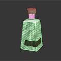 Elegant Metallic Bottle With Wooden Cap Diamond Pattern Label And Reflection On Black Background