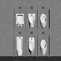 Metal Urinals with Wooden Partitions Arranged in Two Rows on Gray Wall