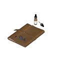 Brown Leather Notebook With Pencil Essential Oil Bottle And Aromatherapy Stones