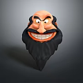 Cartoon Man Character With Big Beard Exaggerated Smile And Wide Eyes