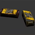 Two Black Boxes With Yellow Gray Textured Lids And Stylish Surface Patterns