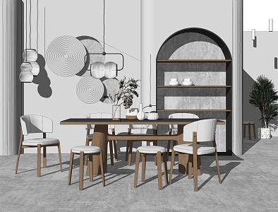 Nordic Dining Table and Chair Combination Dining Table and Chair 3d model