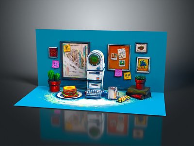 Modern Oil Painting Breakfast Oil Painting Gouache Painting 3d model