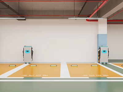 Charging pile parking garage 3d model