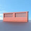 Red Brick Exterior Wall With Hollow Out Window Patterns And Architectural Design 3d model