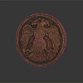 Round Wooden Decorative Carving With Intricate Eagle Design And Textured Surface