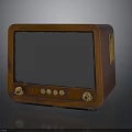 Vintage Television Set With Wooden Case Glass Screen Control Knobs And Buttons