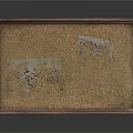 Stylish Wooden Frame Tray With Cork Surface And White Architectural Designs