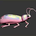 Colorful Polygonal Insect With Shiny Pink Body Big Eyes And Antennae