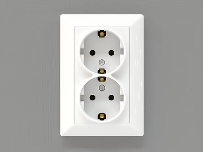 Modern White Wall Mounted Switch Panel Featuring Double European Sockets Design 3d model