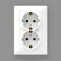 Modern White Wall Mounted Switch Panel Featuring Double European Sockets Design 3d model