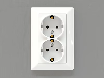Modern White Wall Mounted Switch Panel Featuring Double European Sockets Design 3d model