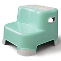 Light Green Plastic Step Stool with Non Slip Surface and Side Handle Hole for Kids 3d model