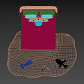 Cozy Kids Bed with Soft Pillows Quilt Stuffed Toy and Neutral Tones Rug Toys