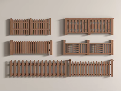 Chinese Railing Wood Fence Wood 3d model