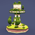 Ivy Covered Multi Story Tower With Windows And Greenery Surrounded by Trees and Grass