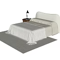 Modern Kids Bed With Fabric Headboard And Bedside Table Lamp On Soft Area Rug