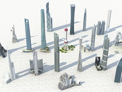 Modern Tower Models And Skyscrapers With Diverse Architectural Shapes And Designs 3d model