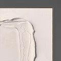 Abstract White Textured Painting On Canvas With Thick Brushstrokes And Frame