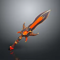 Fantasy Style Sword With Orange And Black Flame Pattern And Ornate Hilt 3d model