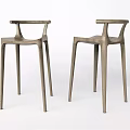 Modern Wooden Bar Stools With Unique Backrest Design For Kitchen Bar 3d model