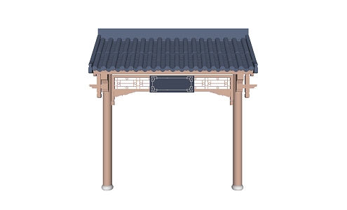 New Chinese Style Archway Roof Eaves 3d model