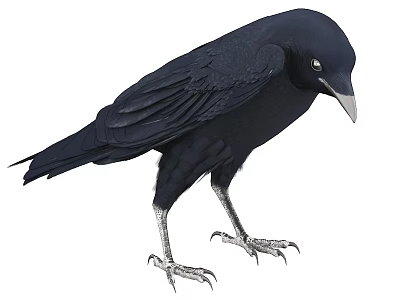 Black Crow Standing With Sharp Claws Glossy Feathers And Alert Eyes 3d model