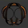 Black And Orange Adjustable Safety Harness With Shoulder Straps And Waist Belt