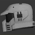 Futuristic White Protective Helmet With Structured Hard Shell And Face Shield For Sci Fi Attire 3d model