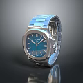 Luxury Watch With Silver Metal Strap And Blue Dial Stylish Design