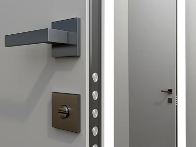 Modern Swing Door Design With Metal Handle And Secure Lock Mechanism 3d model