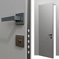 Modern Swing Door Design With Metal Handle And Secure Lock Mechanism 3d model