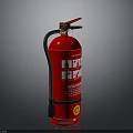Portable Red Fire Extinguisher With Pressure Gauge And Warning Labels