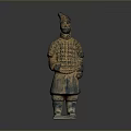 Ancient Chinese Terracotta Warrior Sculpture With Traditional Armor And Historical Military Figure Design