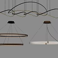 Contemporary Modern Chandelier Designs With Curved Lines Circular Rings And Metal LED Frames