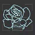 Red Rose Sculpture Carving With Intricate Line Art Design And Decorative Features