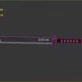 Traditional Samurai Sword With Polished Silver Blade And Wooden Handle Gold Accents