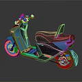 Modern Blue Electric Scooter with Black Seat Blue Lights and Silver Wheels
