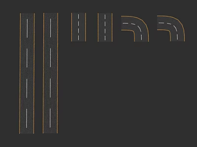 Garden Landscape Path Design With Straight And Curved Walkways White Dividing And Yellow Edge Lines 3d model