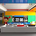 Vibrant Bold Color Block Open Living And Dining Room Interior Design With Playful Modern Furniture