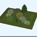 Well Trimmed Bushes In Square Hedge Border With Varied Shapes And Colorful Foliage
