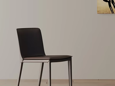 Modern Black Dining Chair With Metal Legs And Minimalist Indoor Design 3d model
