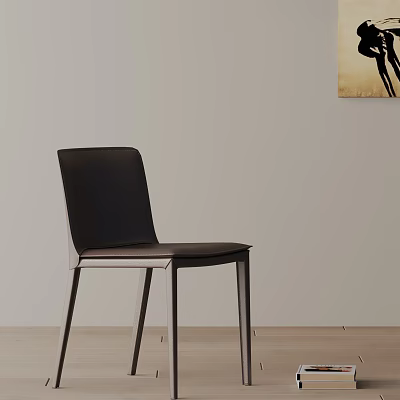Modern Black Dining Chair With Metal Legs And Minimalist Indoor Design 3d model