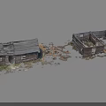 Dilapidated Old Wooden House With Broken Roof Weathered Planks And Overgrown Grass
