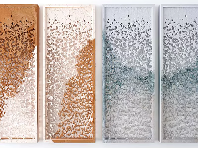 Abstract Wall Decor Set of Four Panels With Gradient Tones And Textured Design 3d model