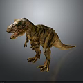 Tyrannosaurus Rex Dinosaur Model With Brown Striped Body Green Eyes Open Mouth Standing Pose